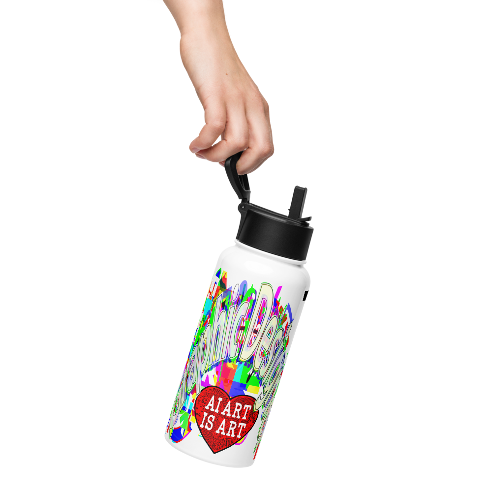 Stainless steel water bottle with a straw lid