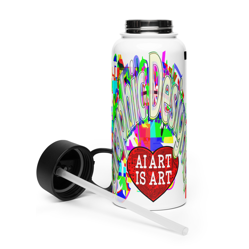 Stainless steel water bottle with a straw lid