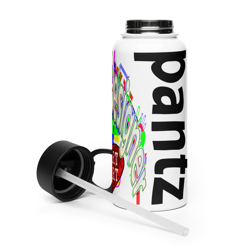 Stainless steel water bottle with a straw lid
