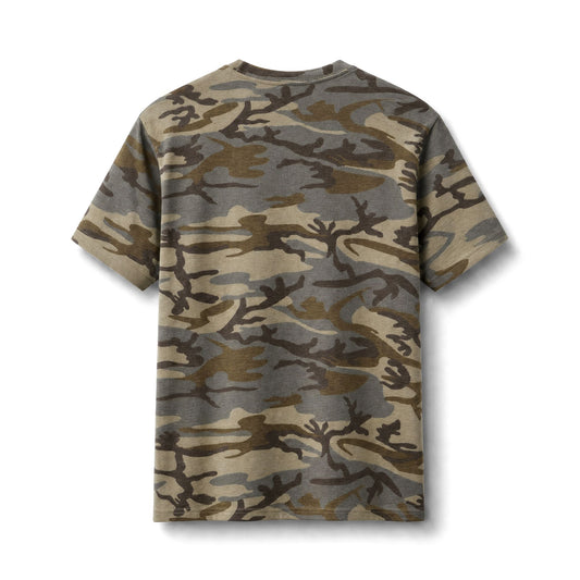 Camo T-Shirt with Funny Yellow Cartoon Character