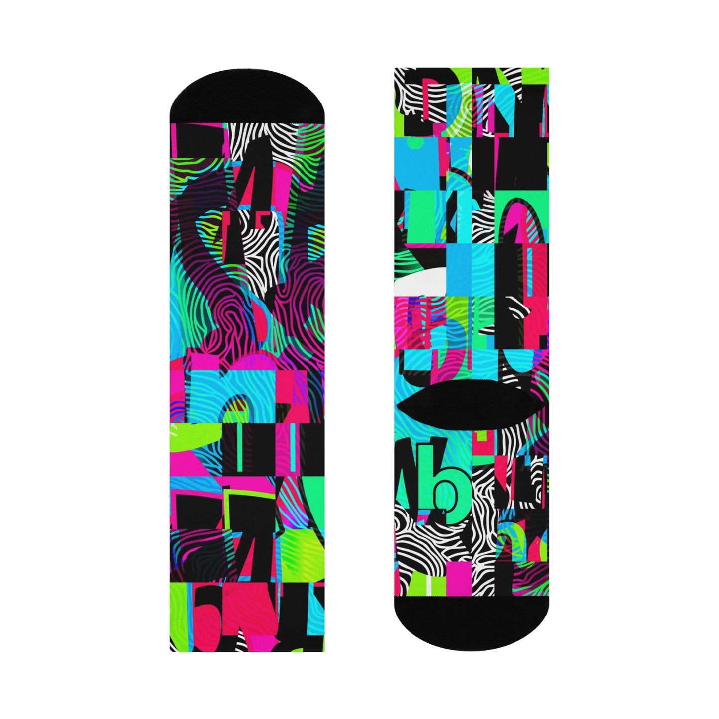 73% polyester, 18% nylon, 3% cotton, 6% spandex Cushioned Sockz