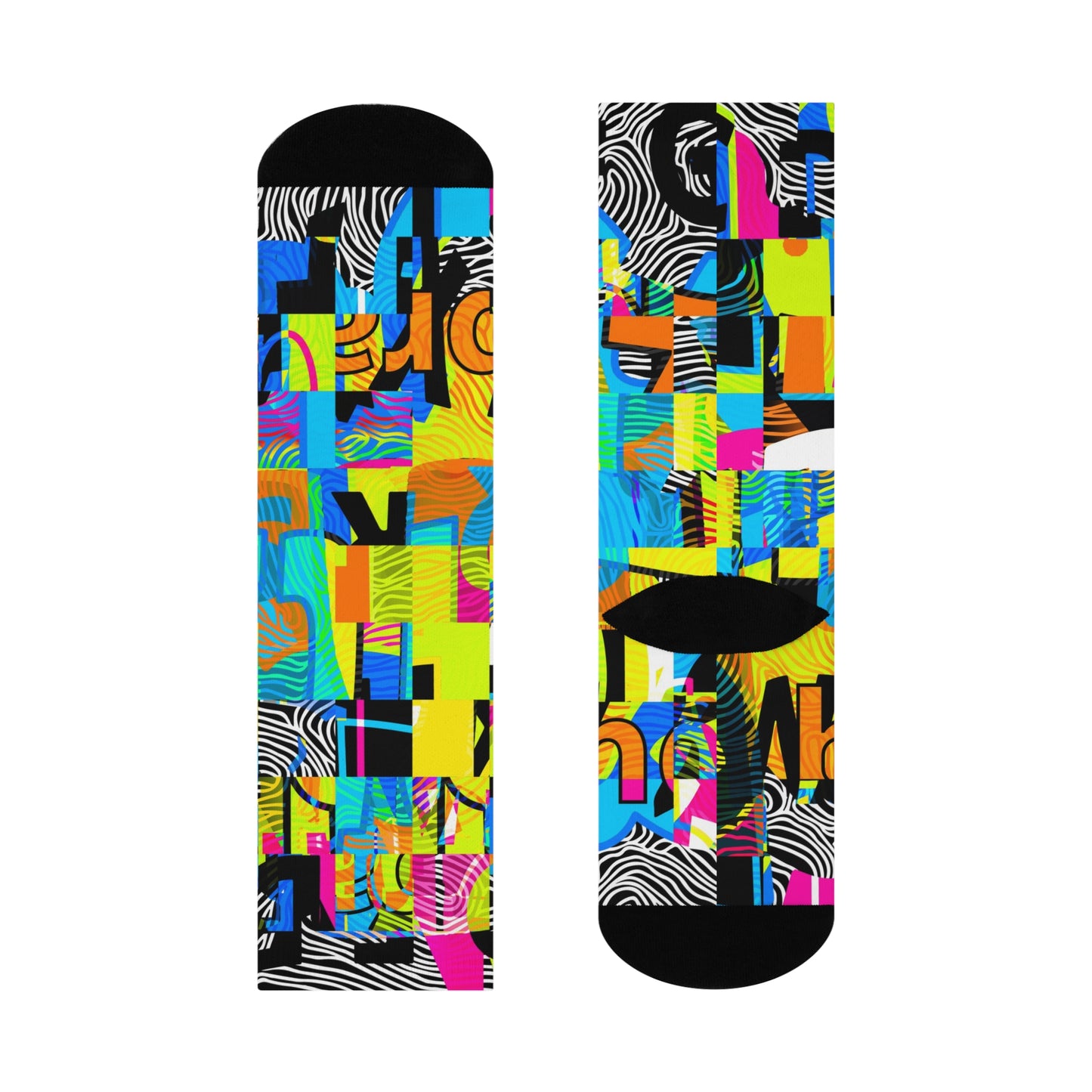 73% polyester, 18% nylon, 3% cotton, 6% spandex Cushioned Sockz