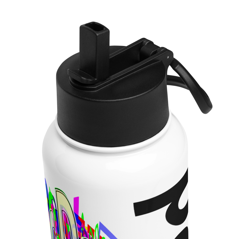 Stainless steel water bottle with a straw lid