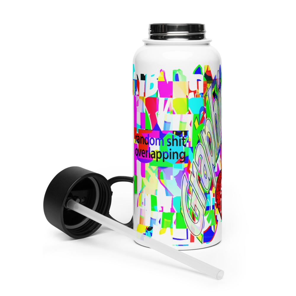 Stainless steel water bottle with a straw lid