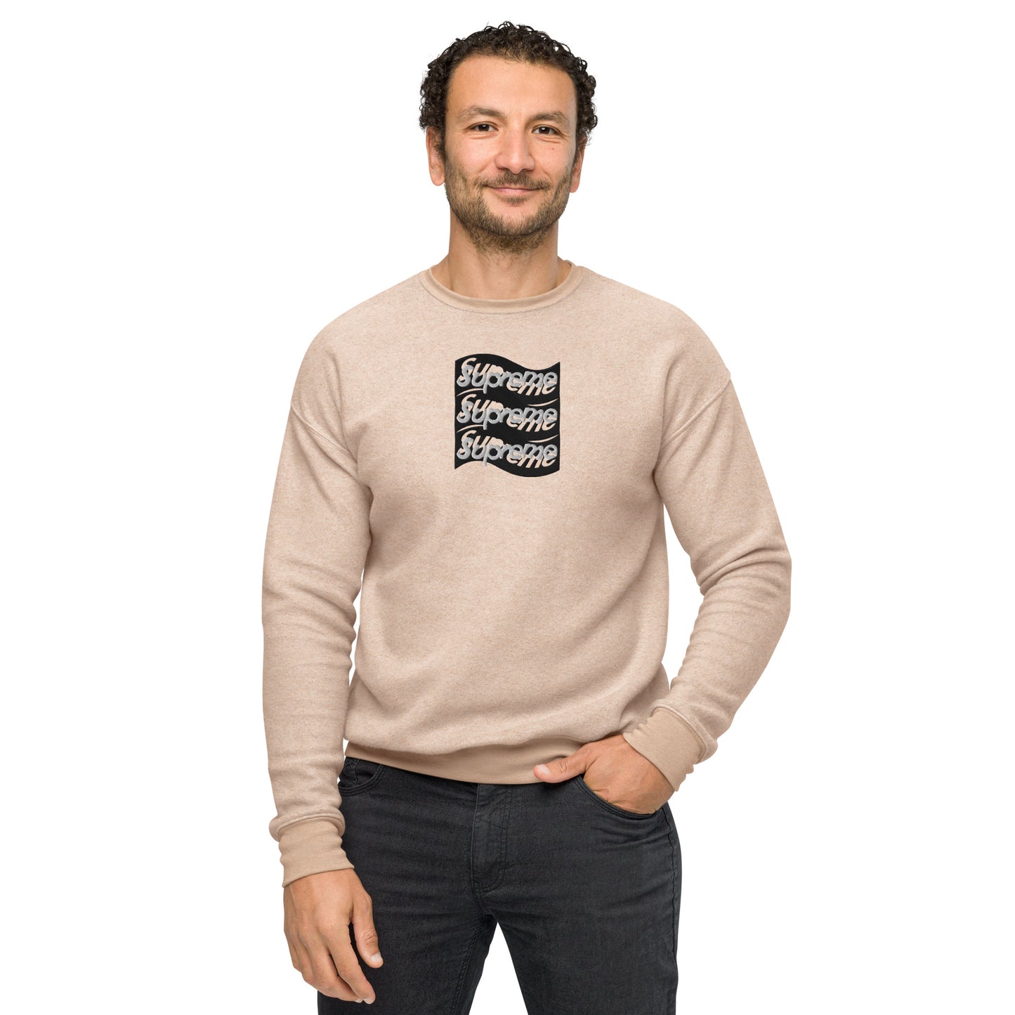 Unisex sueded fleece sweatshirt